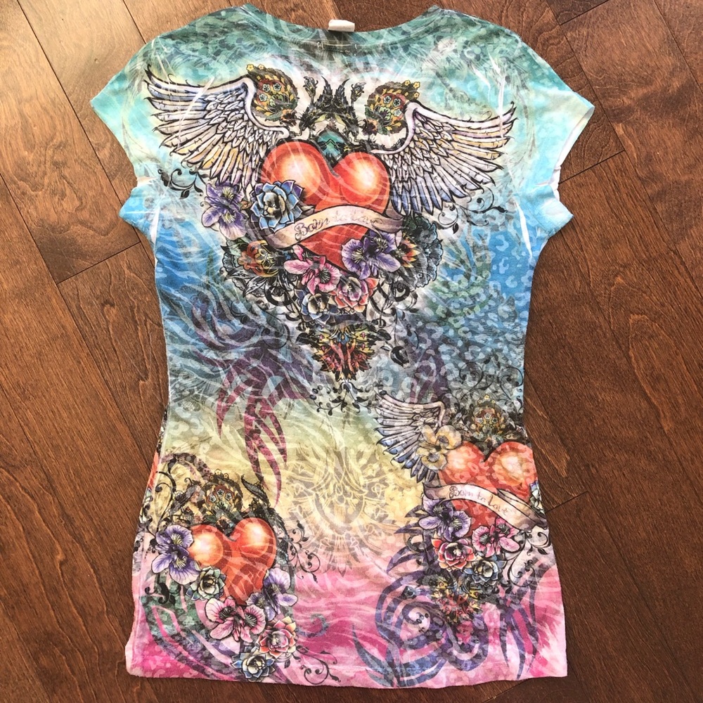 Pure Design Tee With Rhinestones Size L - Picture 3 of 6